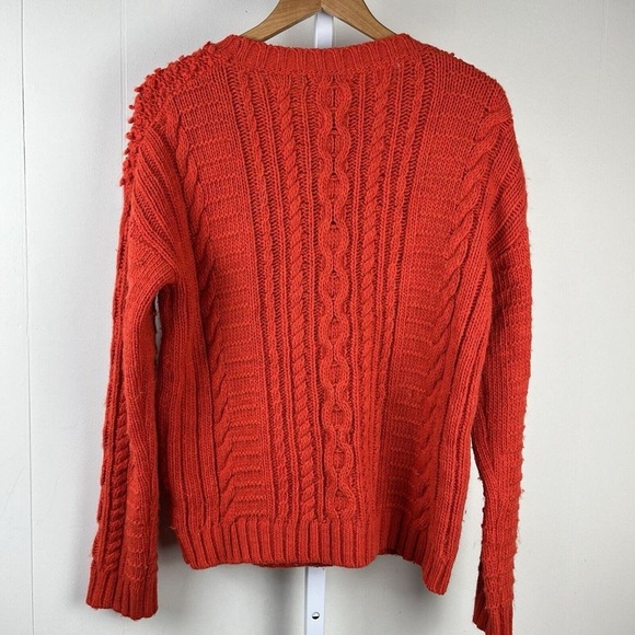 ⭐️ Banana Republic Cable Knit Sweater Orange Pullover Wool Alpaca Blend MEDIUM - Picture 5 of 12
